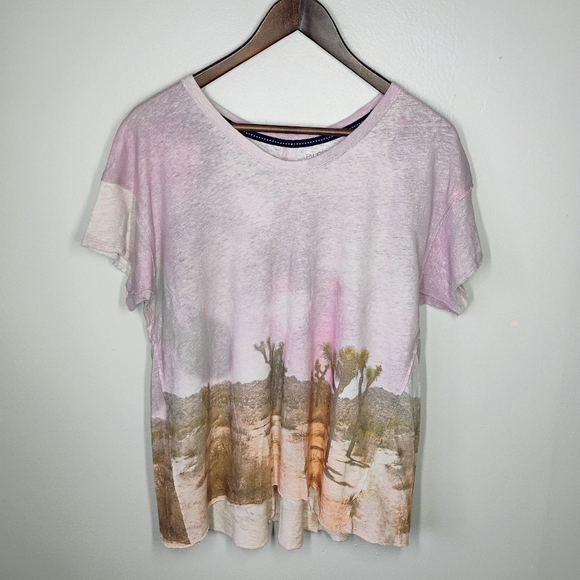 Pilcro Anthropologie Linen Swing Tee Lilac Desert Womens Small Oversized Boho - Picture 11 of 12